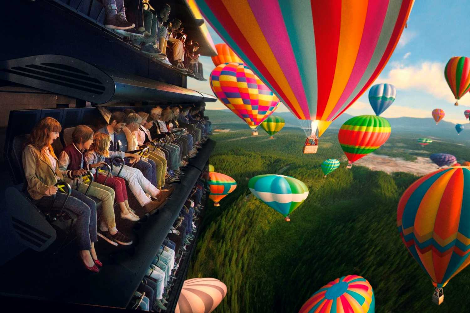 Spectators are taken on a dynamic ten minute ‘flight’ around the world, accompanied by sound effects