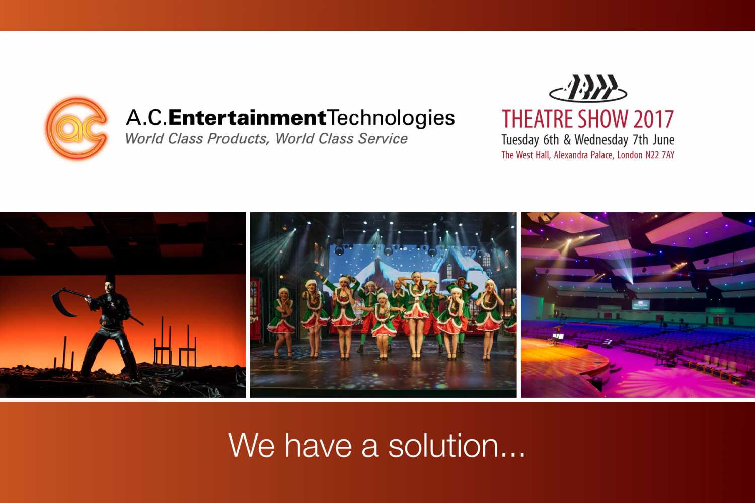 AC-ET will be showcasing a selection of the latest lighting, audio, rigging, and video solutions