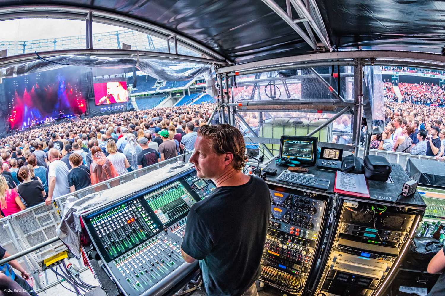 Antony King in the FOH position with an SSL L500 Live console