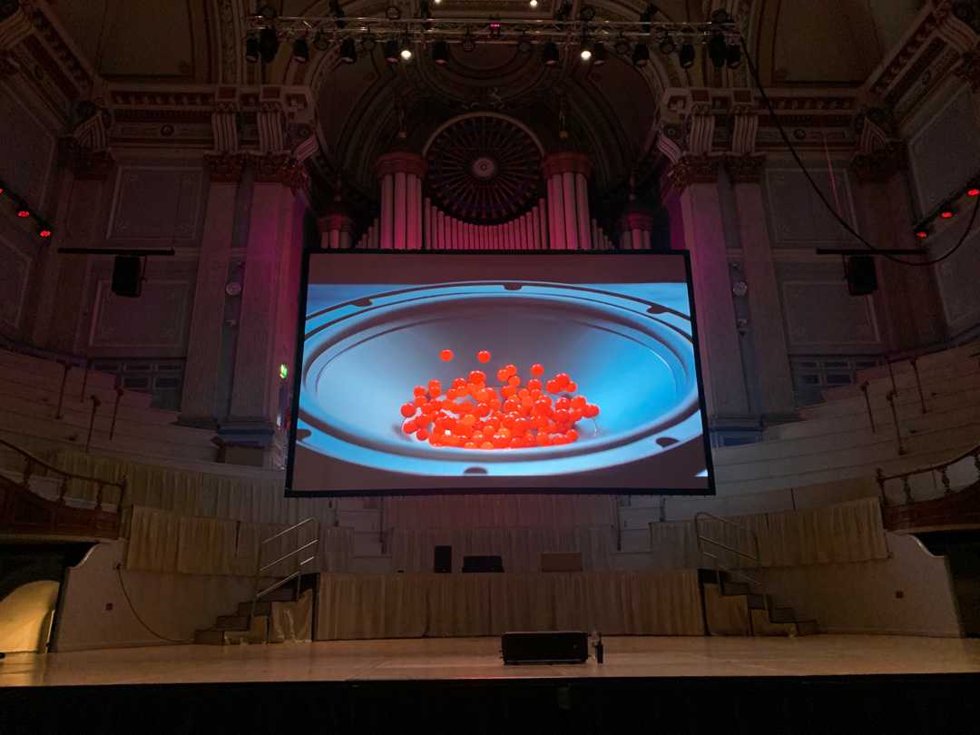PAS supplied a Panasonic PT-RQ22K projector at Huddersfield Town Hall as well as a FocalPoint screen for Dewsbury Town Hall