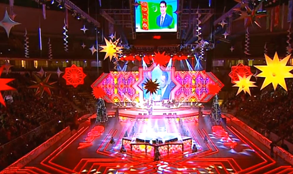 The New Year Show was staged in the Turkmenistan Ice Hockey Arena in Ashgabat