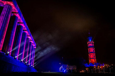 The National Monument of Scotland came to life as the static lighting progressed to a sequence of fast-moving effects