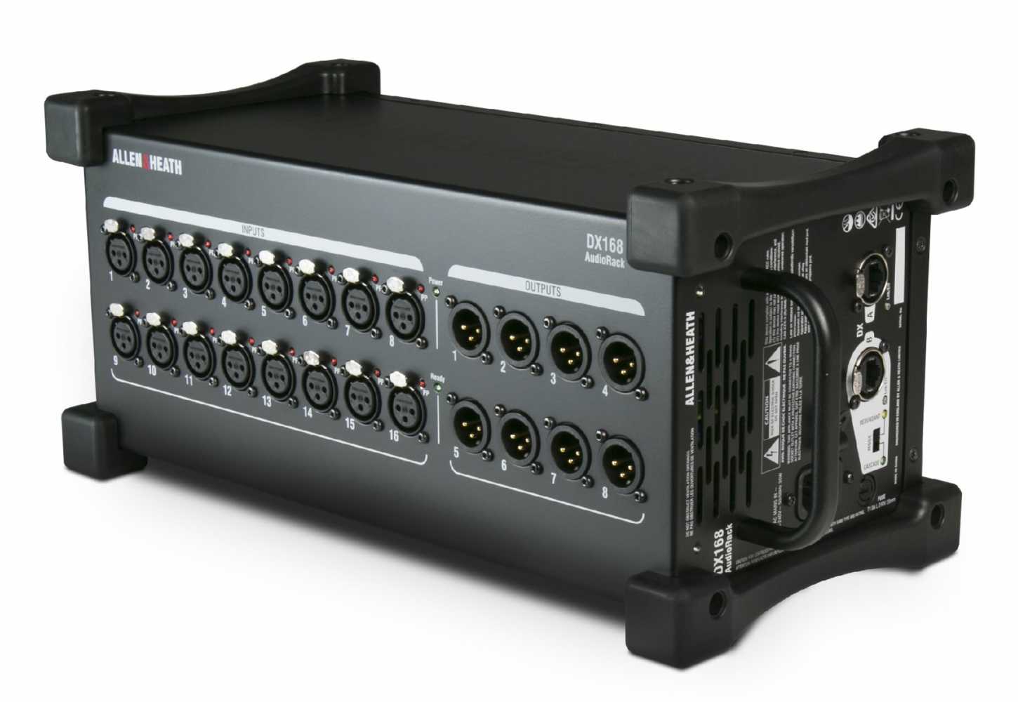 DX168 features 16 XLR mic inputs and 8 XLR line outputs