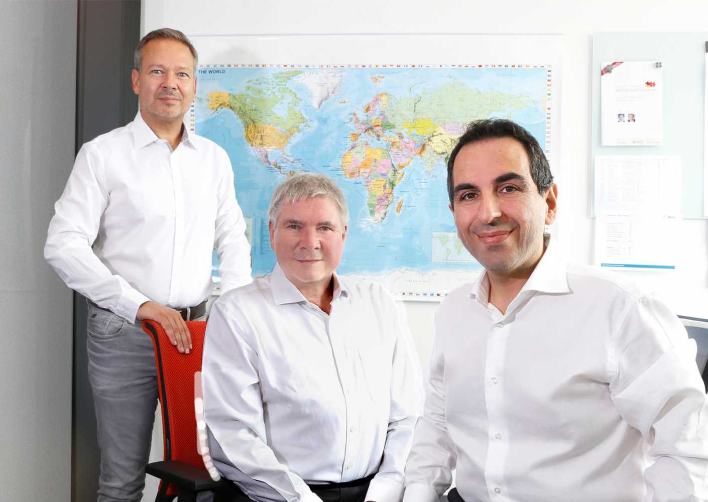 Markus Jahnel, COO, Adam Hall Group; Bodo Falkenried, head of global business development; Alessio Foti, business development manager