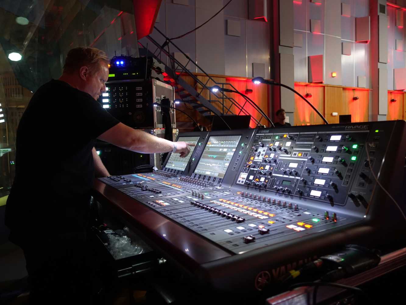 Subfrantic's Steve Davies mixes on the Rivage PM10 system at Abbey Road