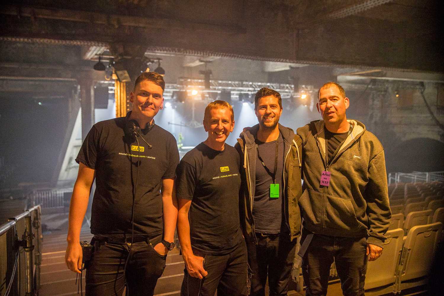 tube’s Liam McShane, Melvyn Coote and Martin Wallace with sound designer Daniel Meir (photo: Louise Stickland)