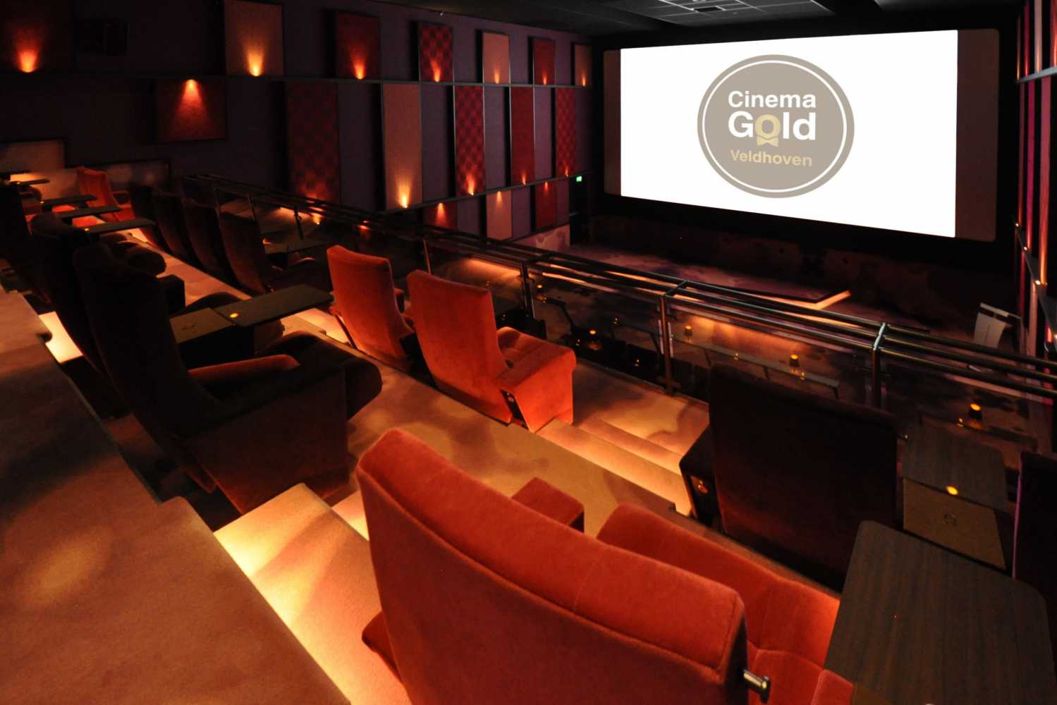 Each of the new-build Cinema Gold’s four rooms features large, comfortable chairs with tables