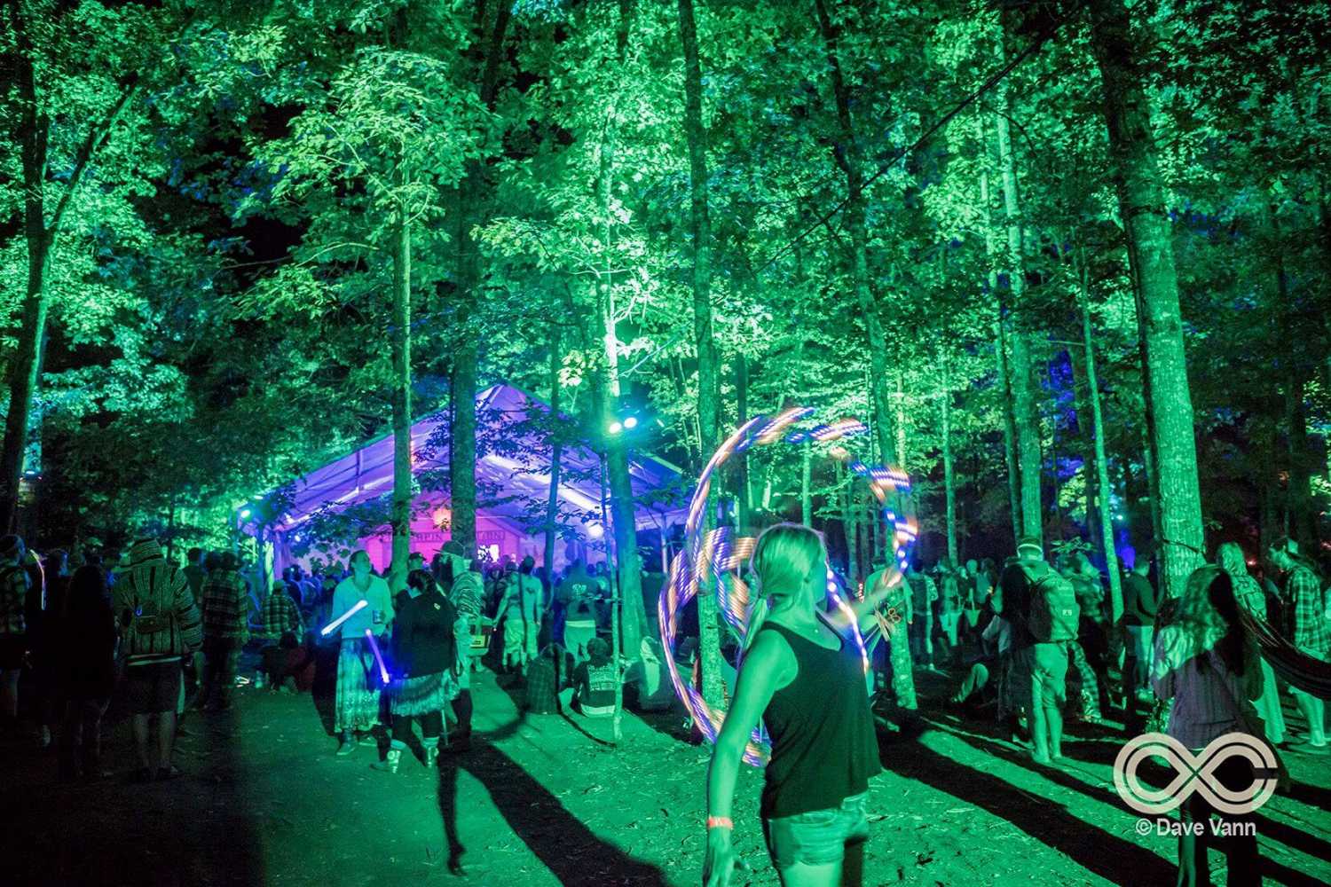 The glowing forest provided a colourful backdrop for the music on the stage