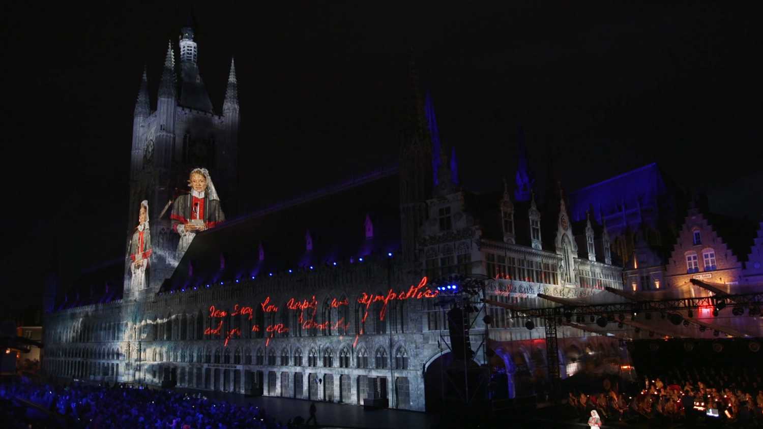 The historic Cloth Hall was illuminated with projection and light displays