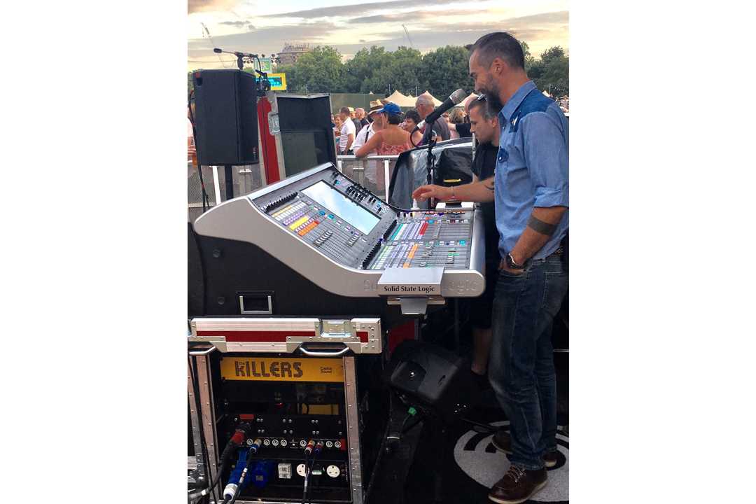 FOH engineer Kenny Kaiser with SSL L500 on tour with The Killers