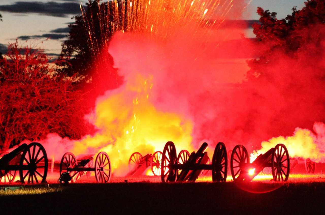 The performance features 193 cannons, muskets and fireworks