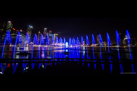 Marina Bay Sands Singapore’s outdoor laser, light, projection and water show, designed by Steve Nield