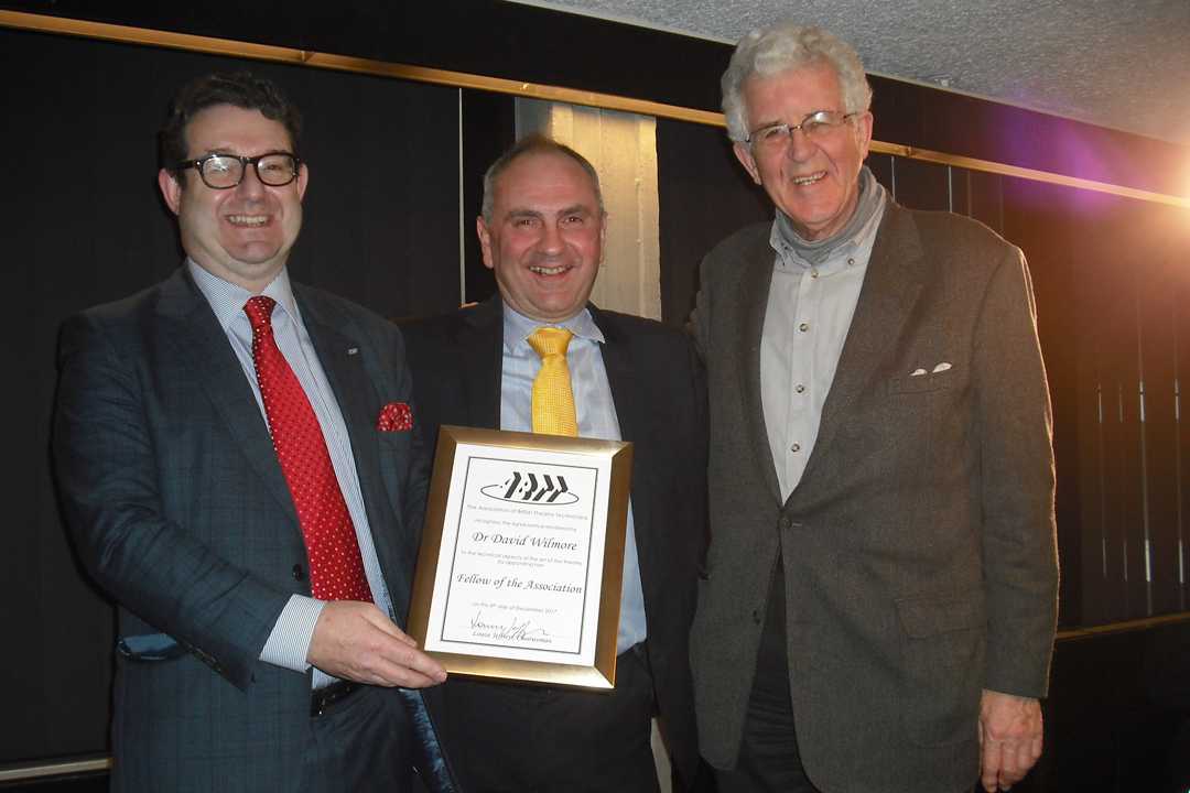 Robin Townley, ABTT CEO with the newly honoured Dr David Wilmore and Iain Mackintosh