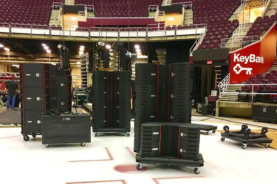 Anderson Audio’s new Adaptive rig ready to hang at the Key Bank Arena for the Scott Cares event