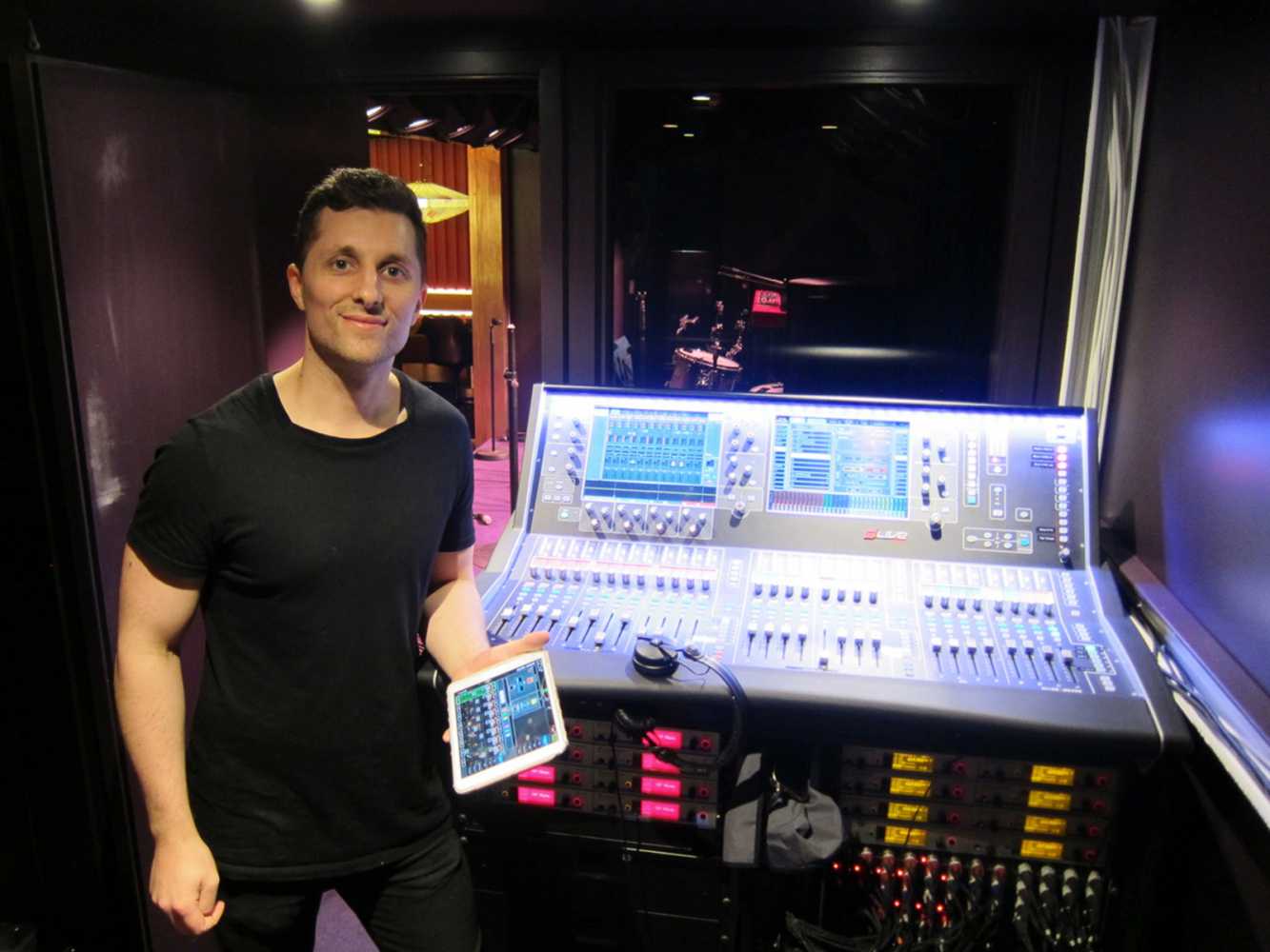 The Arts Club head technician Charles Bidwell with the venue’s Allen & Heath dLive S5000 surface