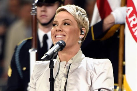 Pink sang through a Sennheiser SKM 6000 handheld transmitter, coupled with an MD 9235 capsule