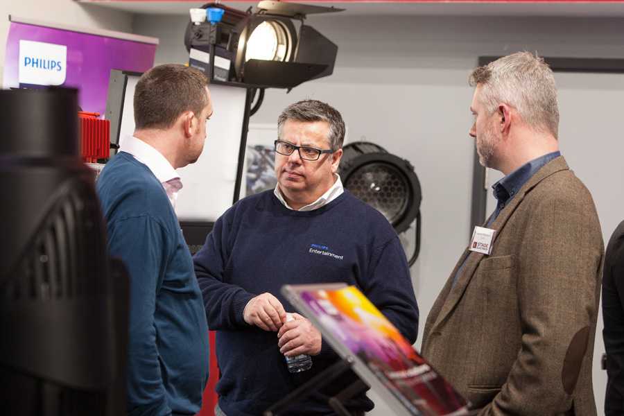 Philips Entertainment Lighting’s Shaun Robertshaw with Paul Roughton and Jamie Kluckers of Stage Electrics
