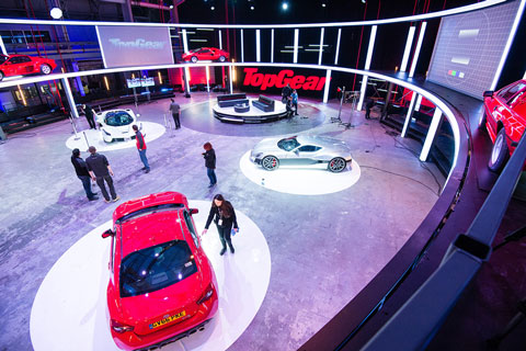 Top Gear is filmed in front of a live studio audience at the show’s studio home at Dunsfold Park