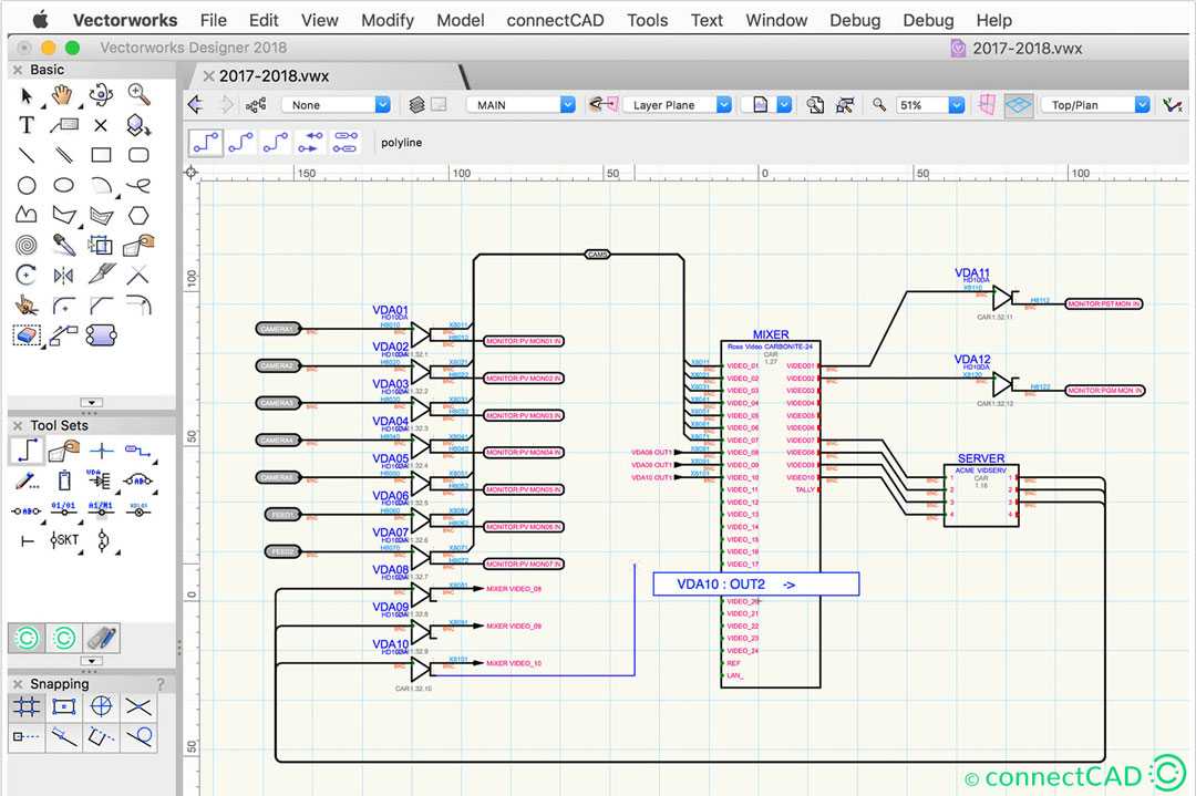 connectCAD is an audiovisual system design plugin for Vectorworks