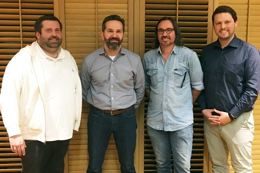 Goran Marincic (CEO Evago), Jon Giardina, (president & CEO, Checkers Safety Group), Dan Gormley (VP Mojo Barriers) and Lorenz Schmid (CFO Evago)