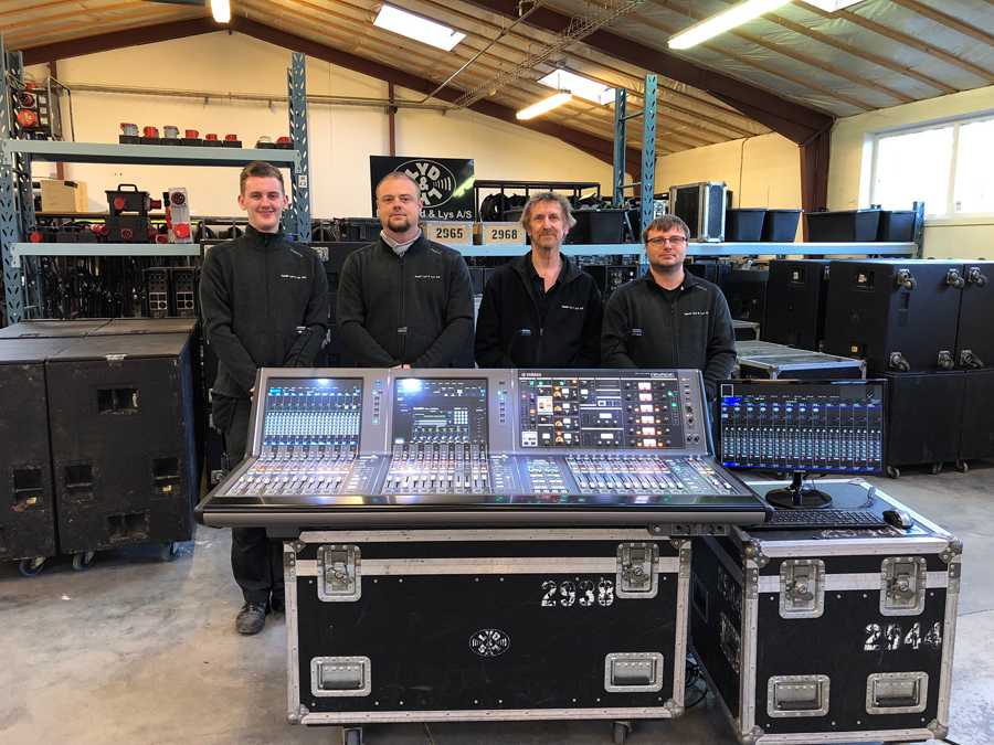 Dansk Lyd og Lys staff, Thor Lorenzen, Kristian Kühnel, Jørgen Brosbøl and Søren Jensen with the Rivage PM7 system