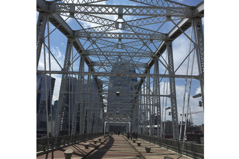 The music experience has been installed on the centre span of the John R. Siegenthaler Pedestrian Bridge in Nashville
