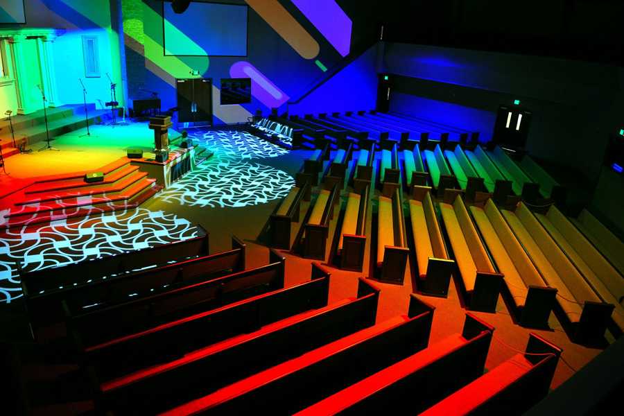 The leaders of Life Challenge church opted to add more colour to their stage and sanctuary lighting