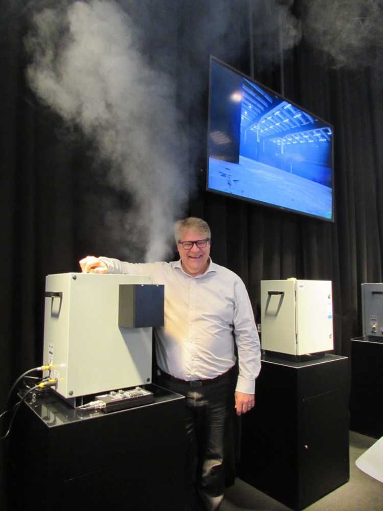MDG CEO Martin Michaud with the Me1-WPE weather resistant fog generator