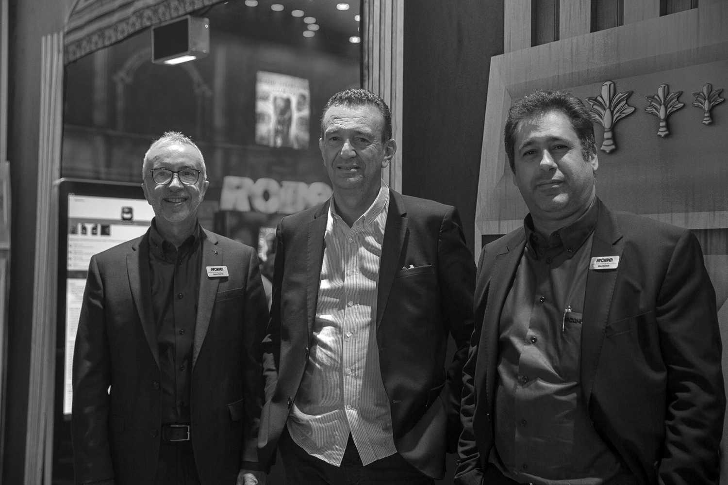 Bruno Garros from Robe France, Christian Lorenzi, commercial director of Dushow and Eli Battah from Robe France