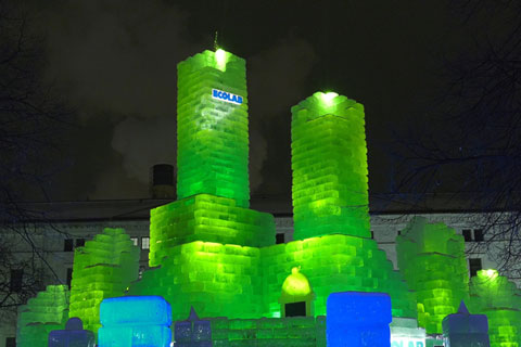 The St Paul Winter Carnival Ice Palace was built out of ice blocks harvested from a lake in Minnesota
