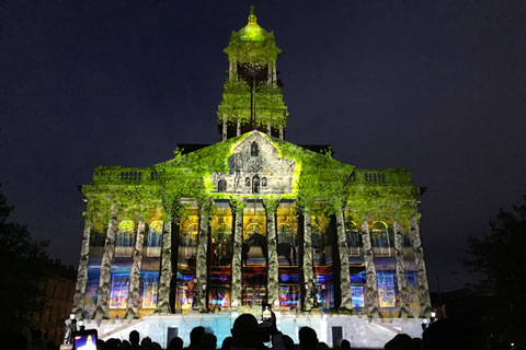The creative teams used Hippotizer Media Servers to control projections on to the buildings