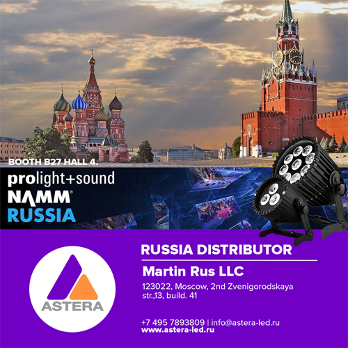 Martin Rus LLC and Astera will be exhibiting at Prolight and Sound NAMM Russia