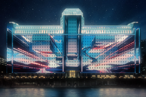 Art on theMART is lit by 34 projectors