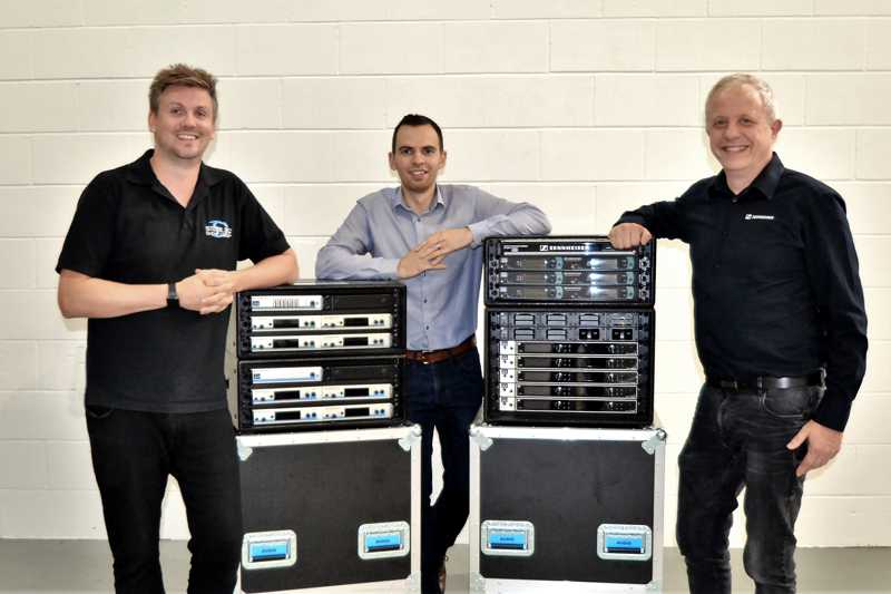 Sterling Event Group’s Ben Marshall and Richard Bowden with Sennheiser UK’s Mark Haigh