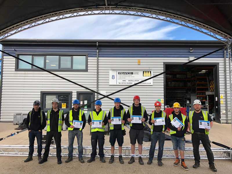 The Pearce Hire team with the Prolyte Arc Roof System