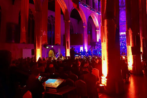The architectural features provide a dramatic backdrop for a variety of events