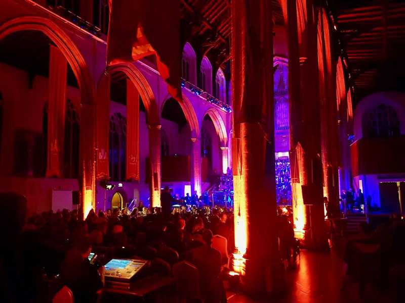 The architectural features provide a dramatic backdrop for a variety of events