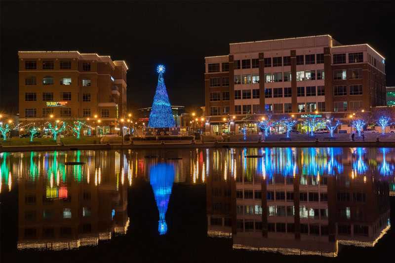 A 50ft tall pixel-mapped Christmas tree forms the focal point of the festival