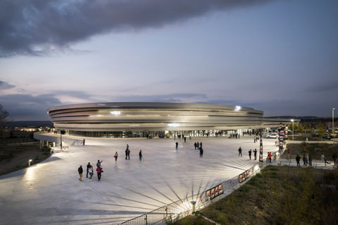 The outside of Arena Pays d'Aix presents a futuristic vision