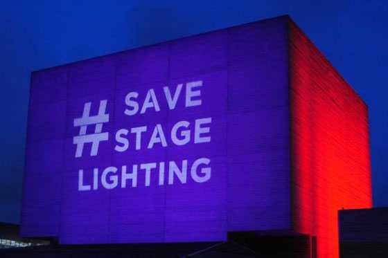 London's National Theatre 'lit up' in support of the ALD's #SaveStageLighting campaign
