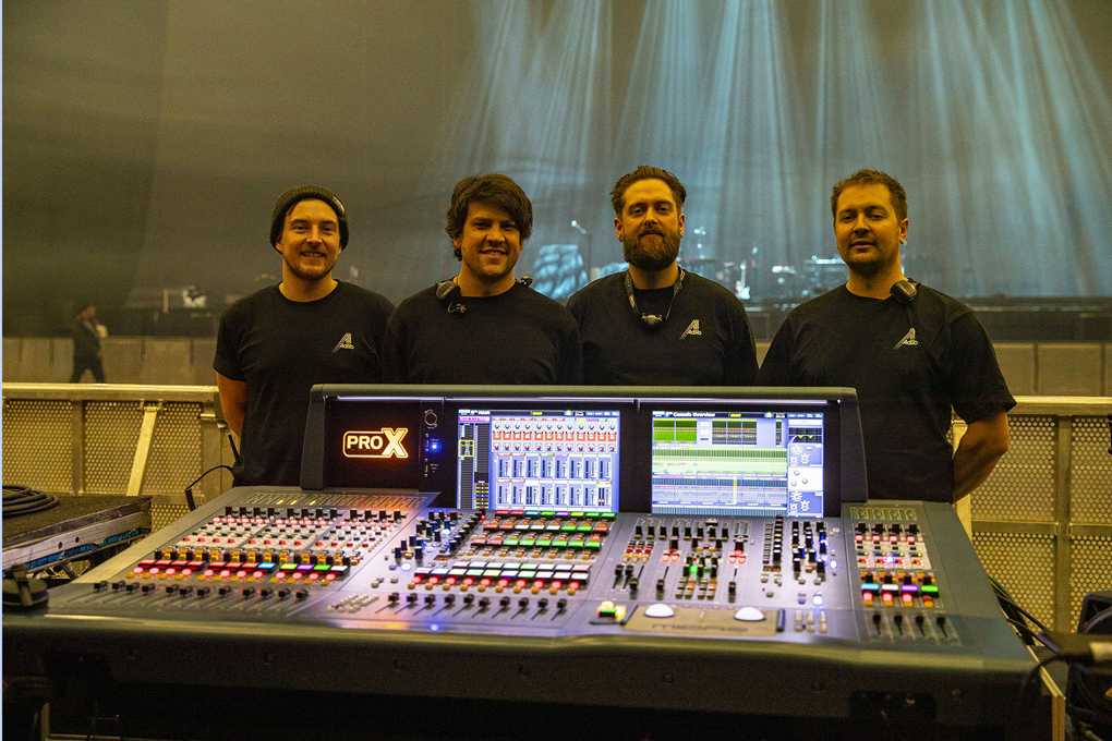 The touring crew: Aaron Greig, Neil Dodd, Terry Smith and Sam Proctor (photo: Louise Stickland)