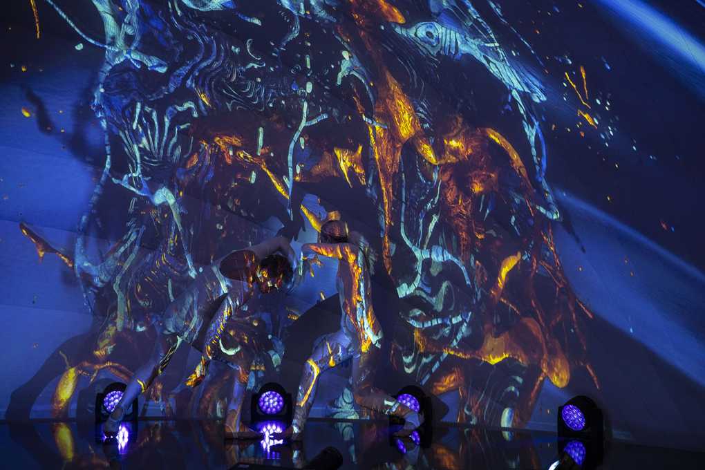 The fast-paced, colourful show was based around projecting onto an inflatable dome structure (photo: Louise Stickland)