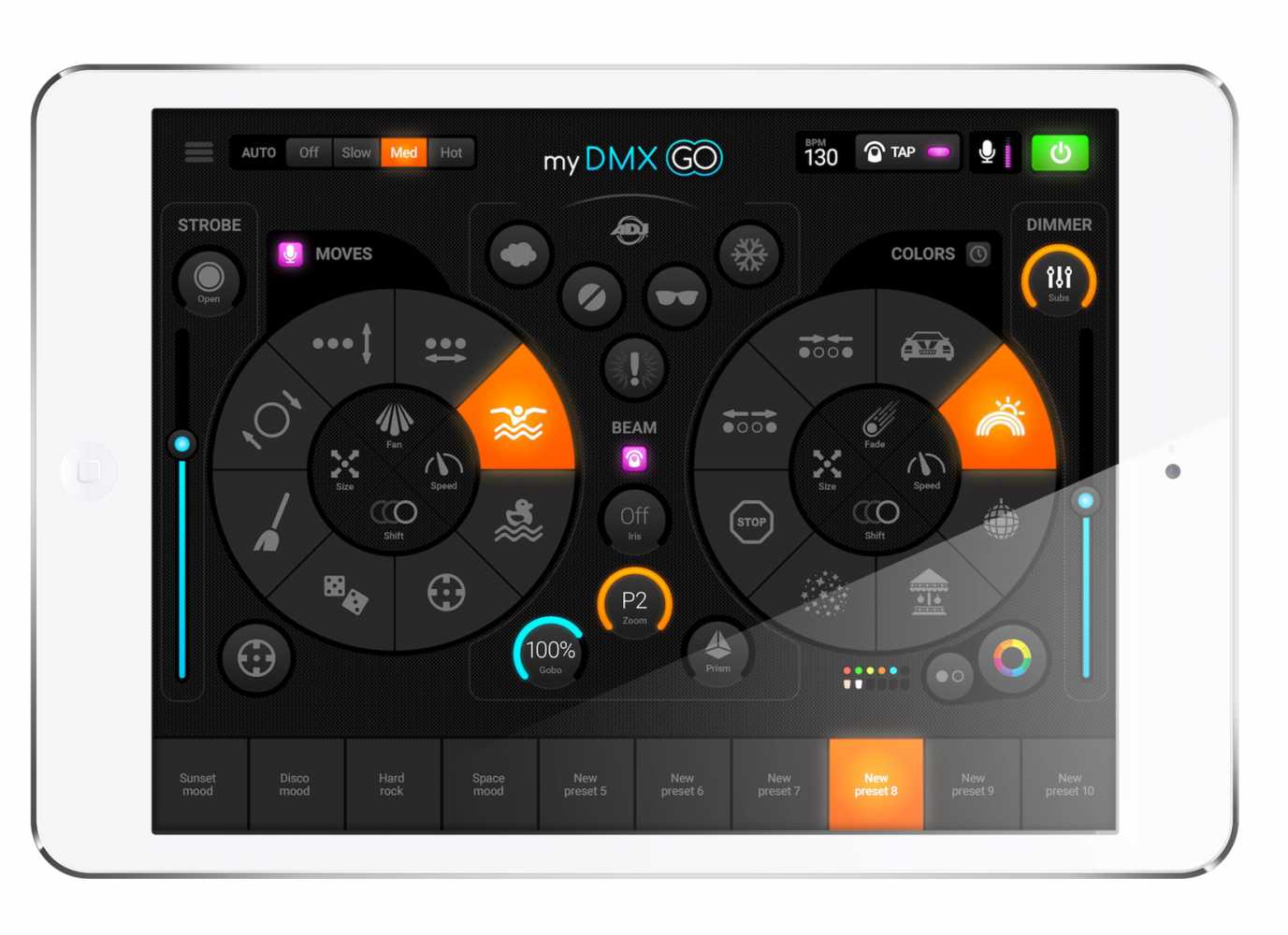 The mydmx GO app for Apple, Android and Amazon Fire tablets is available now
