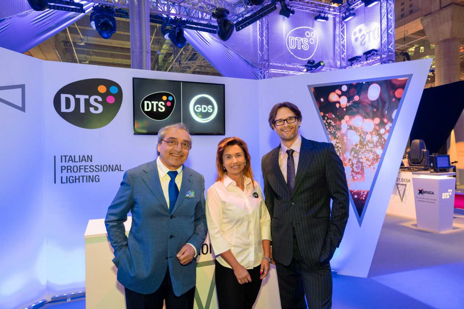 DTS co-founder Silvano Latteo, DTS international sales manager Rafaella Scaccia and GDS co-founder Richard Cuthbert