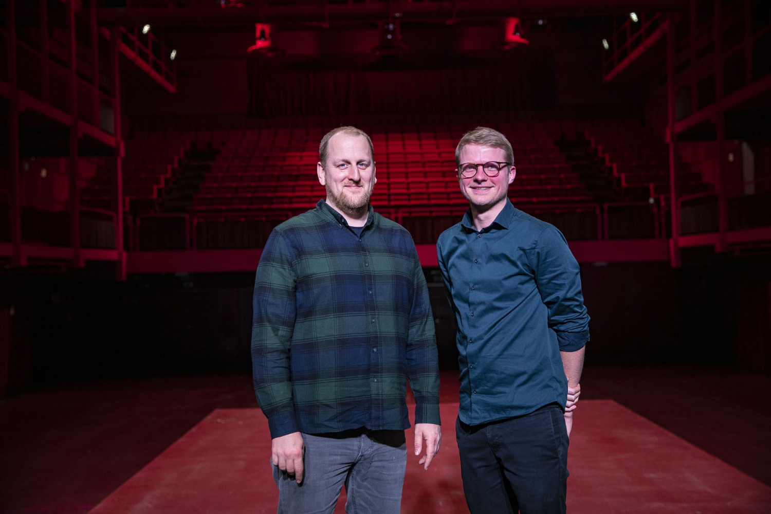 Ancienne Belgique’s head of lighting Renaat Van Hee (left) with lighting designer Jan Van Lindt