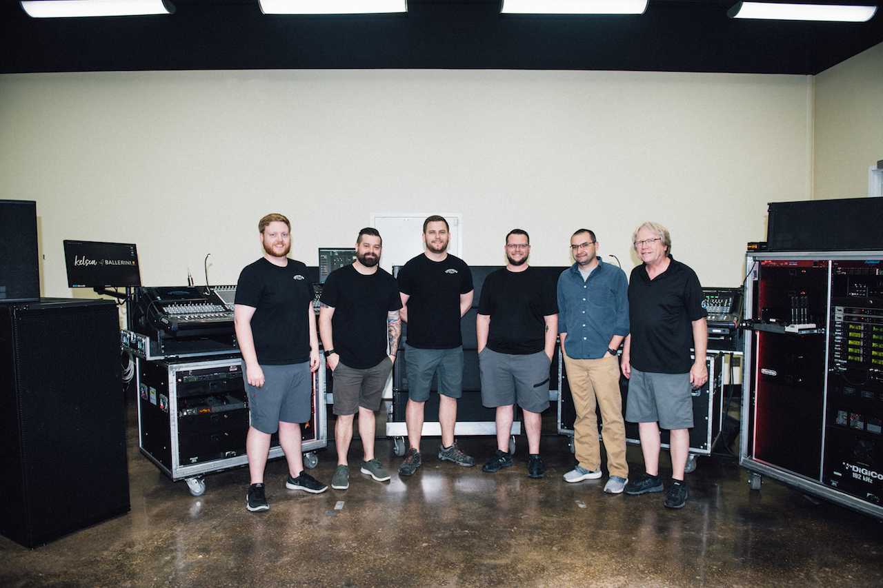 Rudd Lance (systems engineer), Christian Arnold (monitor tech), Chris Diener (PM/FOH), Zach Mitchell (monitor engineer), Bobby George and Ken Porter (Spectrum Sound)