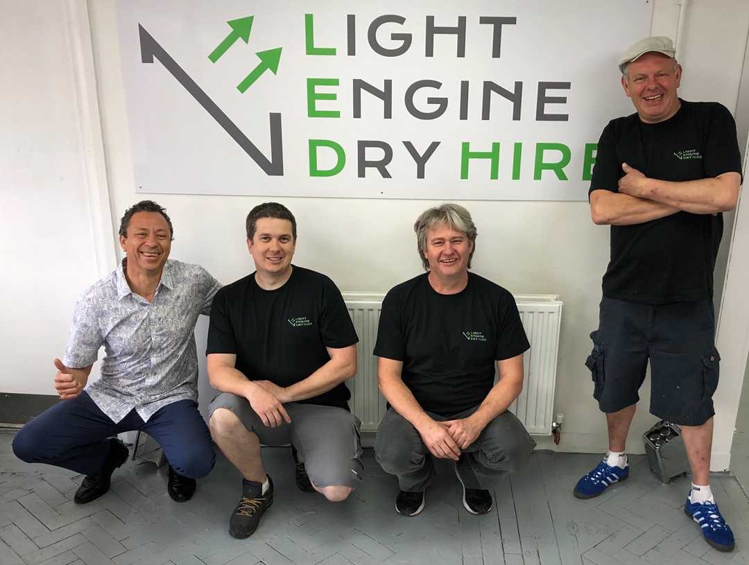 L-R: Consultant Steve Warren and Light Engine Dry Hire directors Jon Newman, Colin Bodenham and Angus Chinn