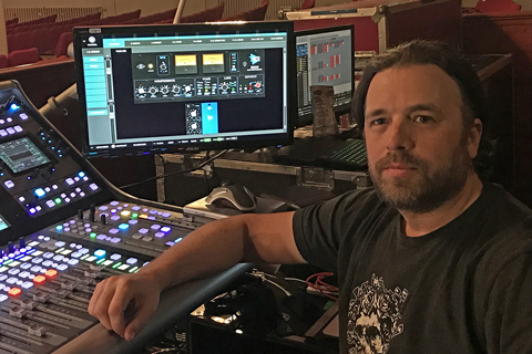 At FOH, Jamie Landry is working from an SSL L500 console