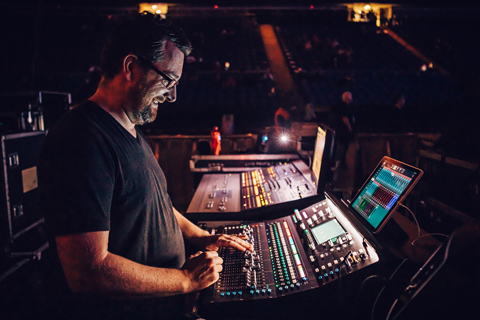 Mike Taylor at FOH at the O2 Arena (photo: Luke Dyson)