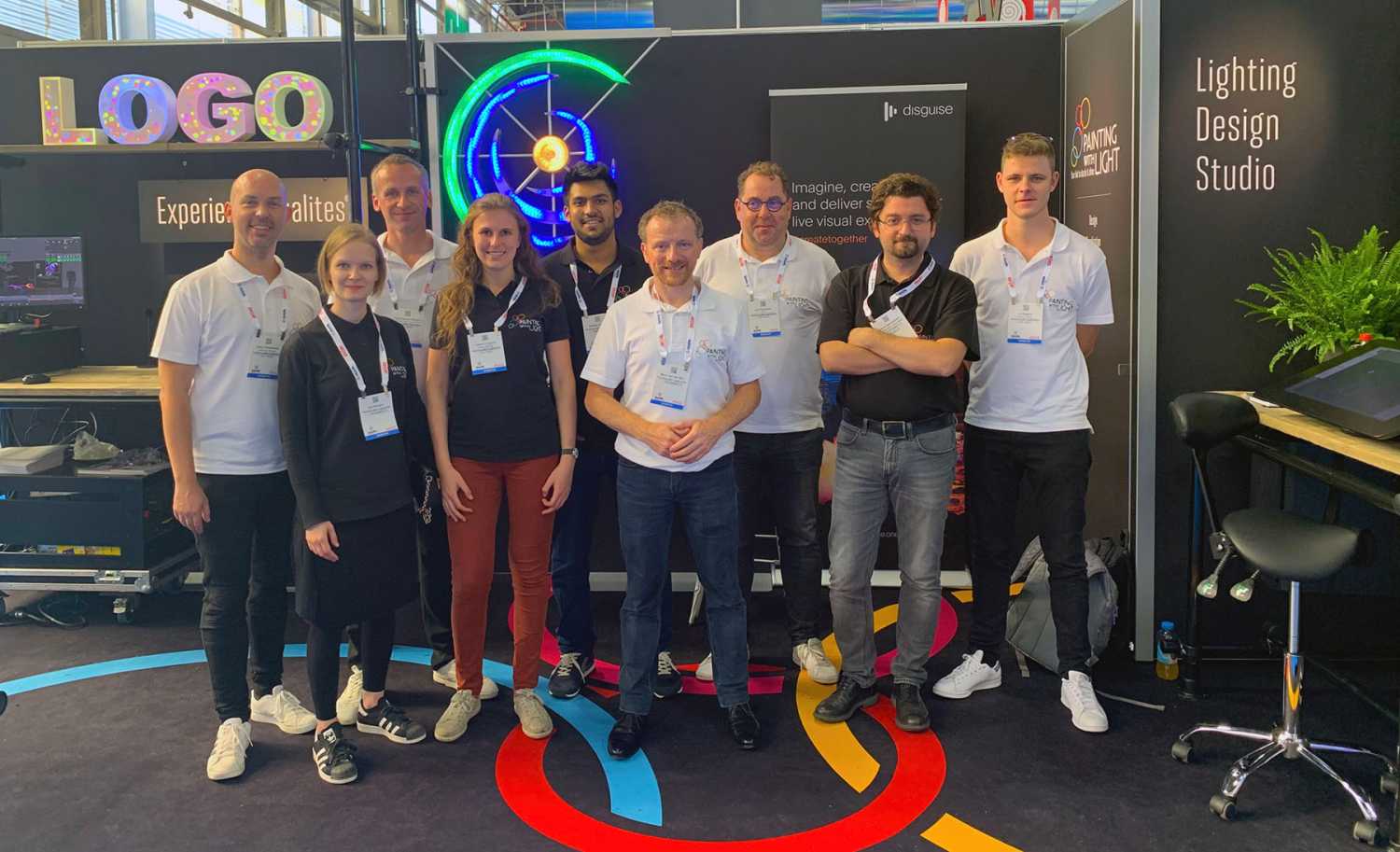 The Painting with Light team at IAAPA EAS last week: Davy Vandenreyt, Iiris Rousku, Peter Van den Bosch, Céline Cuypers, Ashwin Coelho, Marc Van der Wel, Luc Peumans, Orkün Gumustekin and Jo Segers